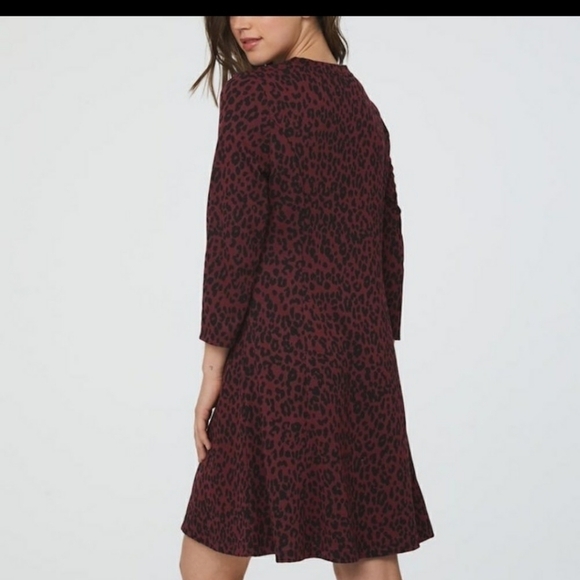 NWT Beach Lunch Lounge‎ Skye animal print Leopard Dress maroon black career M - Picture 2 of 10